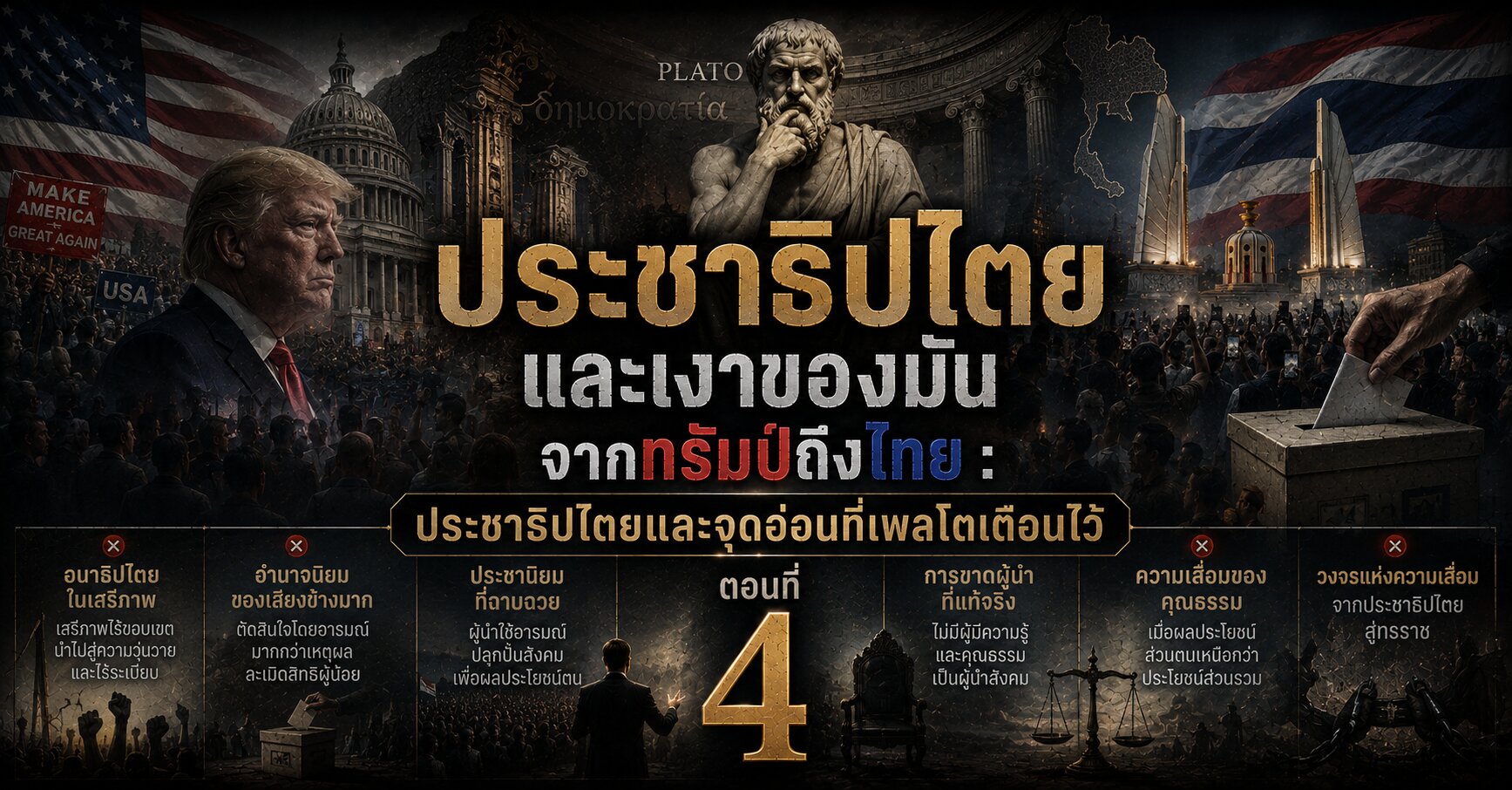 ประชาธิปไตยและเงาของมัน จากทรัมป์ถึงไทย : ประชาธิปไตยและจุดอ่อนที่เพลโตเตือนไว้ ตอนที่ 4 1 4567898765456789